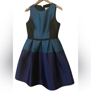 Belle Badgley Mischka Color Block Beaded Cocktail Dress Size 4